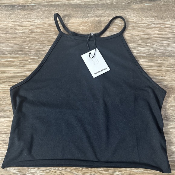 BETTER BODIES Tops - Better Bodies Crop Top Halter S Black Gym Fitness Tank Athleisure NWT